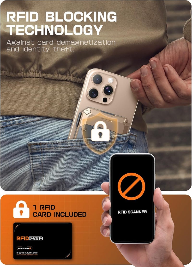 SupCase محفظة ماغ سيف مع حامل آير تاج، محفظة مغناطيسية للرجال، [تحمل 5 بطاقات] [حامل قابل للتعديل] [حماية RFID] حامل بطاقات ثلاثي القوائم لسلسلة آيفون 17/16/15/14/13/12، ذهب صحراوي - Image 5